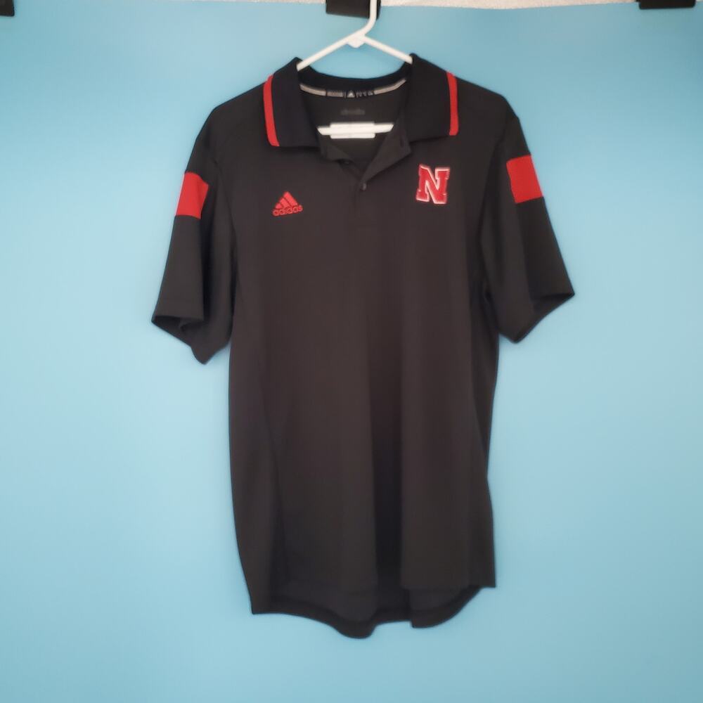 Adidas Polo Men's Size Large Black Huskers